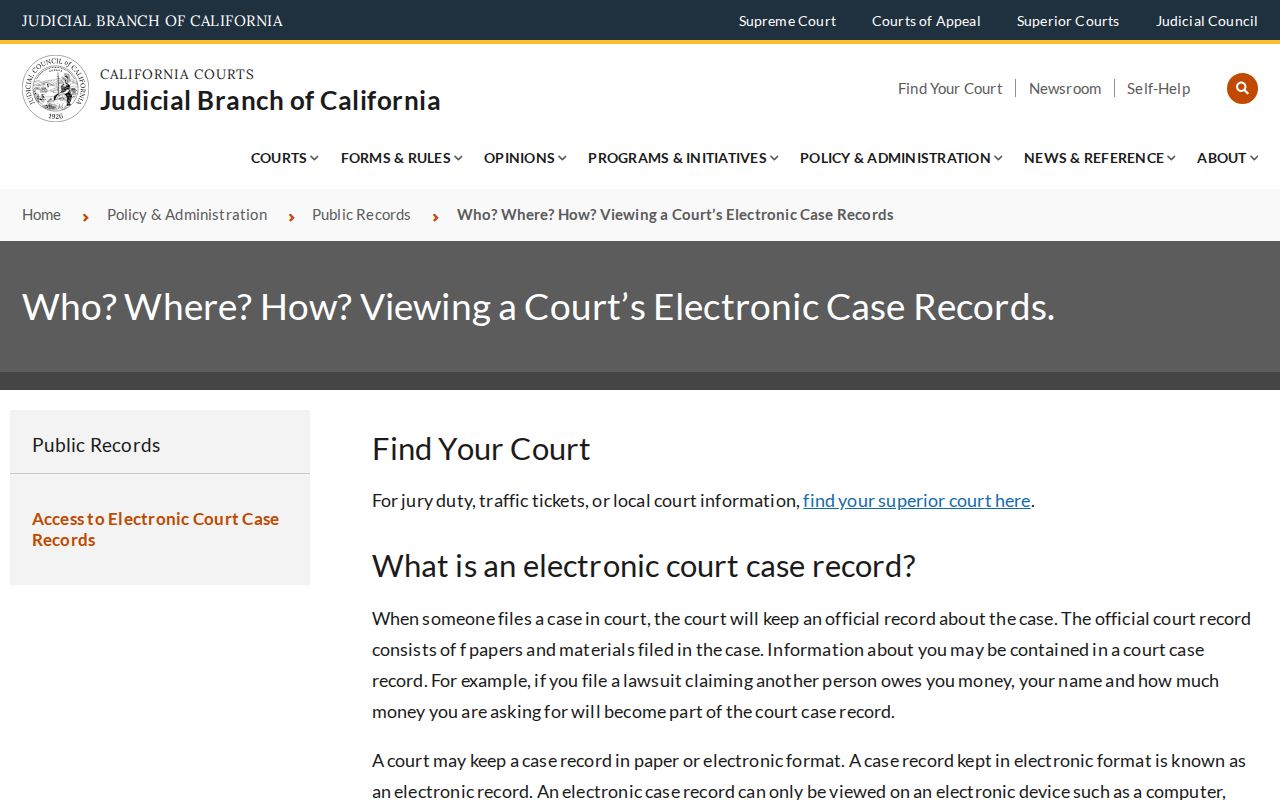 California guidance for remote and courthouse electronic case records