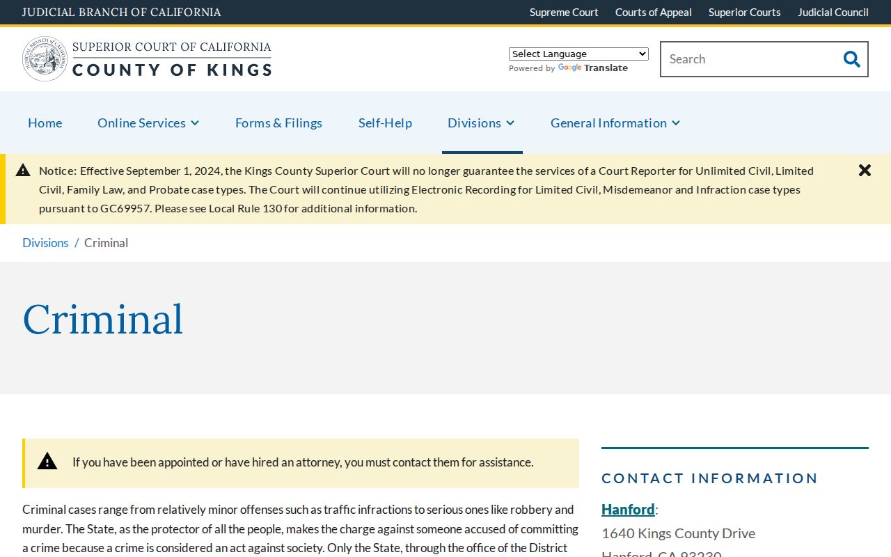 Kings Superior Court Criminal Division warrant and case guidance