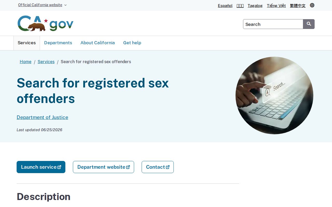 Kings County sex offender lookup CA.gov service