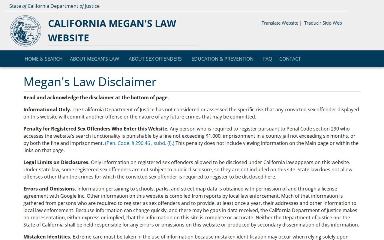 Kings County sex offender lookup California registry