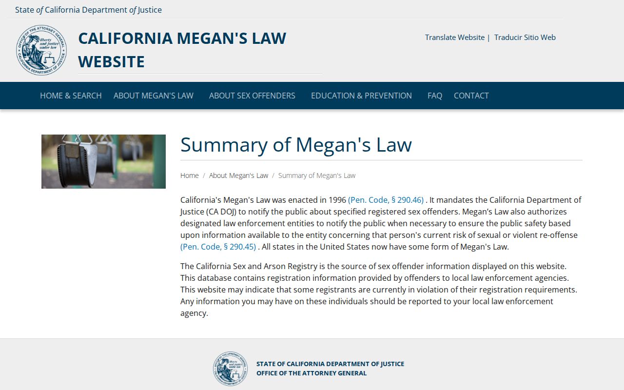 Kings County registry Megan's Law summary